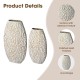 Glitzhome Set of 2 Metal Gold & White Oval Textured Floor Vases