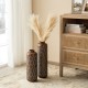 Glitzhome Set of 2 Metal Antique Gold Cylinder Floor Vases With Verdigris Finish