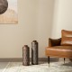 Glitzhome Set of 2 Metal Antique Gold Cylinder Floor Vases With Verdigris Finish