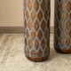 Glitzhome Set of 2 Metal Antique Gold Cylinder Floor Vases With Verdigris Finish