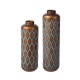 Glitzhome Set of 2 Metal Antique Gold Cylinder Floor Vases With Verdigris Finish