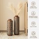Glitzhome Set of 2 Metal Antique Gold Cylinder Floor Vases With Verdigris Finish