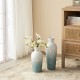 Glitzhome Set of 2 Abstract Ombre Aqua Metal Vases
