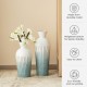 Glitzhome Set of 2 Abstract Ombre Aqua Metal Vases