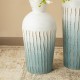 Glitzhome Set of 2 Abstract Ombre Aqua Metal Vases