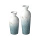 Glitzhome Set of 2 Abstract Ombre Aqua Metal Vases