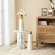 Glitzhome Set of 2 Modern White & Gold Stripes Metal Vases