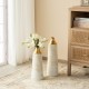 Glitzhome Set of 2 Modern White & Gold Stripes Metal Vases