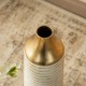 Glitzhome Set of 2 Modern White & Gold Stripes Metal Vases