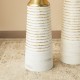 Glitzhome Set of 2 Modern White & Gold Stripes Metal Vases