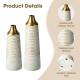 Glitzhome Set of 2 Modern White & Gold Stripes Metal Vases