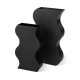 Glitzhome Set of 2 Modern Black Textured Ripple Metal Vases