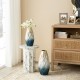 Glitzhome Set of 2 Abstract Ombre  Blue and Gold Metal Vases