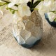 Glitzhome Set of 2 Abstract Ombre  Blue and Gold Metal Vases