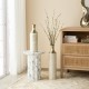 Glitzhome Set of 2 Modern White and Gold Metal Floor Vases
