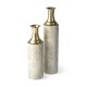 Glitzhome Set of 2 Modern White and Gold Metal Floor Vases