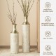 Glitzhome Set of 2 Modern White and Gold Metal Floor Vases
