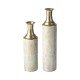 Glitzhome Set of 2 Modern White and Gold Metal Floor Vases