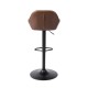 Glitzhome Mid-Century Modern Brown Leatherette Gaslift Adjustable Swivel Bar Stool