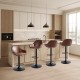 Glitzhome Mid-Century Modern Brown Leatherette Gaslift Adjustable Swivel Bar Stool