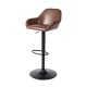 Glitzhome Mid-Century Modern Brown Leatherette Gaslift Adjustable Swivel Bar Stool