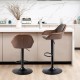 Glitzhome Mid-Century Modern Brown Leatherette Gaslift Adjustable Swivel Bar Stool