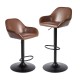 Glitzhome Mid-Century Modern Brown Leatherette Gaslift Adjustable Swivel Bar Stool