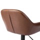 Glitzhome Mid-Century Modern Brown Leatherette Gaslift Adjustable Swivel Bar Stool