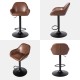 Glitzhome Mid-Century Modern Brown Leatherette Gaslift Adjustable Swivel Bar Stool