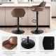 Glitzhome Mid-Century Modern Brown Leatherette Gaslift Adjustable Swivel Bar Stool
