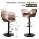 Glitzhome Mid-Century Modern Brown Leatherette Gaslift Adjustable Swivel Bar Stool