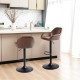 Glitzhome Mid-Century Modern Brown Leatherette Gaslift Adjustable Swivel Bar Stool