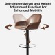 Glitzhome Mid-Century Modern Brown Leatherette Gaslift Adjustable Swivel Bar Stool