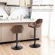 Glitzhome Mid-Century Modern Brown Leatherette Gaslift Adjustable Swivel Bar Stool