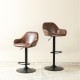 Glitzhome Mid-Century Modern Brown Leatherette Gaslift Adjustable Swivel Bar Stool