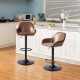 Glitzhome Mid-Century Modern Brown Leatherette Gaslift Adjustable Swivel Bar Stool