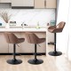 Glitzhome Mid-Century Modern Brown Leatherette Gaslift Adjustable Swivel Bar Stool