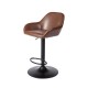 Glitzhome Mid-Century Modern Brown Leatherette Gaslift Adjustable Swivel Bar Stool
