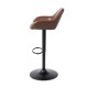 Glitzhome Mid-Century Modern Brown Leatherette Gaslift Adjustable Swivel Bar Stool