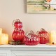 Glitzhome 8.5"H Fall Red Glass Gourd with Glitter