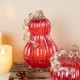 Glitzhome 8.5"H Fall Red Glass Gourd with Glitter