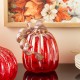 Glitzhome 6"H Fall Red Glass Pumpkin with Glitter