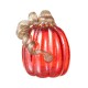 Glitzhome 6"H Fall Red Glass Pumpkin with Glitter