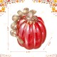 Glitzhome 6"H Fall Red Glass Pumpkin with Glitter
