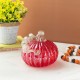 Glitzhome 6"D Fall Red Glass Pumpkin with Glitter
