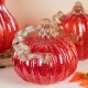 Glitzhome 6"D Fall Red Glass Pumpkin with Glitter