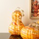 Glitzhome 8.5"H Fall Multi Stripes Glass Gourd
