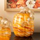 Glitzhome 6"H Fall Multi Stripes Glass Pumpkin