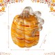 Glitzhome 6"H Fall Multi Stripes Glass Pumpkin