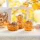 Glitzhome 6"D Fall Multi Stripes Glass Pumpkin